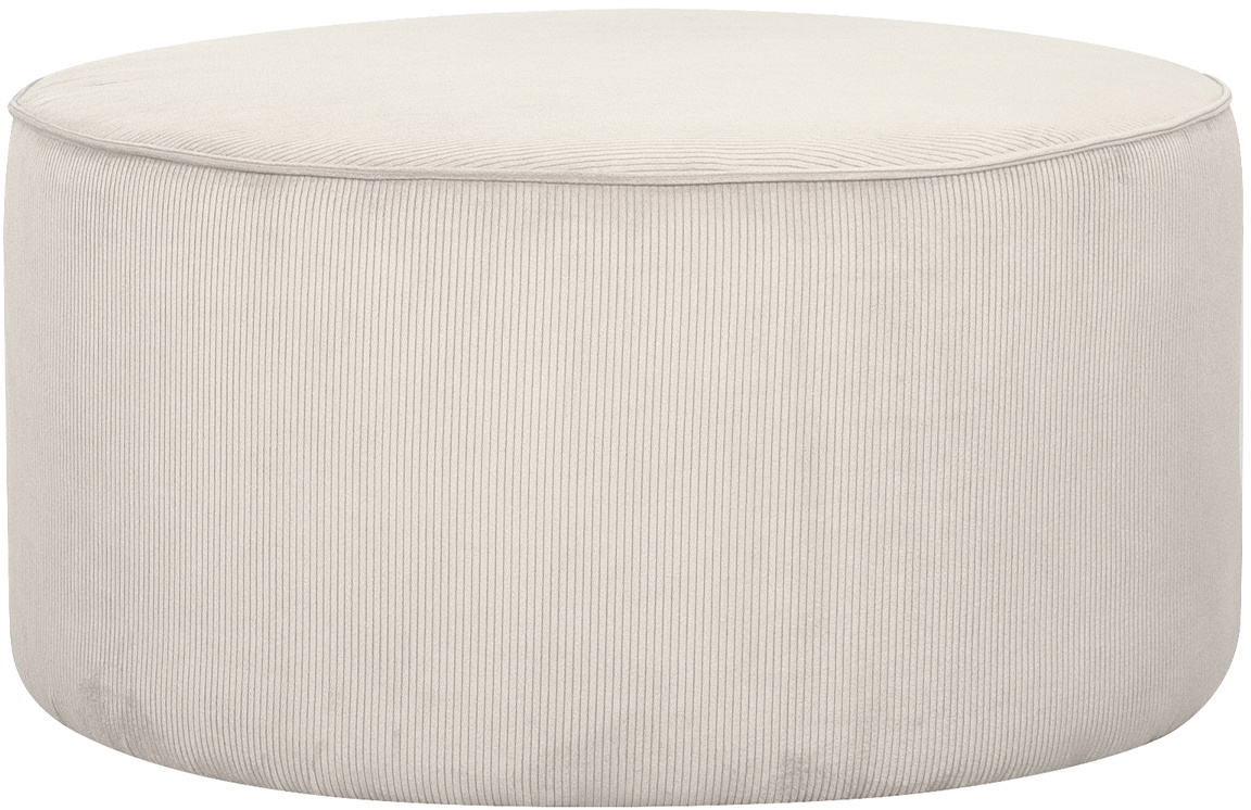 Pouf rond en tissu velours côtelé écru D70 cm LOUIS