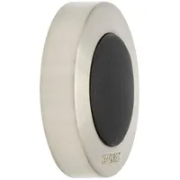 Wagner Design-Wand-Türstopper Screw OR Glue/Schrauben oder Kleben - Durchmesser Ø 38 mm x 10 mm, Metall gebürstet, Edelstahloptik, thermoplastischer Kautschuk schwarz- 15514001