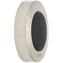 Wagner Design-Wand-Türstopper Screw OR Glue/Schrauben oder Kleben - Durchmesser Ø 38 mm x 10 mm, Metall gebürstet, Edelstahloptik, thermoplastischer Kautschuk schwarz- 15514001