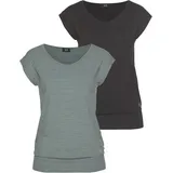 H.I.S. Funktionsshirt in schwarz, petrol-geringelt | Gr.: 44/46,