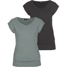 H.I.S. Funktionsshirt in schwarz, petrol-geringelt | Gr.: 44/46,