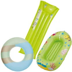 Wehncke - Kinderbade-Set (Schwimmring, Kinderboot, Luftmatratze)grün
