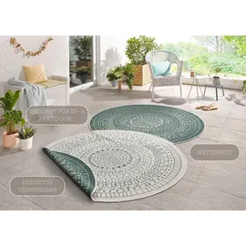 HANSE HOME Porto Wendeteppich Ø 100 cm grün/weiß