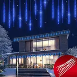 monzana MONZANA® Lichterkette Meteorschauer 480 LED Außen Wasserdicht 10 Röhre je 50 cm Innen Weihnachten Eisregen Regenlichterkette Weihnachtsbeleuchtu... - Blau