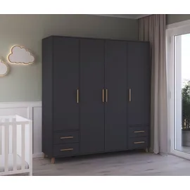 Rauch Drehtürenschrank Shinjo - 187x53x203cm - grau - Holz