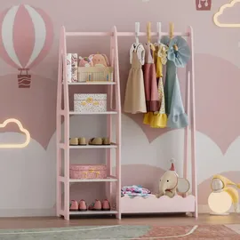 [en.casa] Vestnes Kindergarderobe 114x77x30 cm Cotton Candy/Weiß