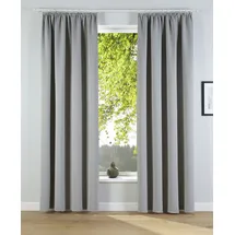 OTTO home Verdunkelungsvorhang OTTO HOME "Solana, Gardinen mit Kräuselband, Vorhänge, Wohnzimmer, modern" Gr. 2, grau (hellgrau), B:140cm H:175cm, Polyester, Gardinen, 2er-Set Verdunklungsvorhang mit Thermofunktion, Bestseller, einfarbig