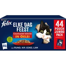 FELIX Jeden Tag Party Countryside 44x85g - Katzenfutter in Tüte, 3.74 kg, Rind, Huhn, Ente, Lamm