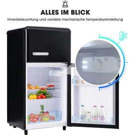 Merax BCD-100C Retro-Kühl-Gefrierkombination (72 l, 910 mm hoch, Schwarz)