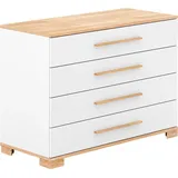 Paidi Wickelkommode YOLANDA in Weiß mit Eiche-Dekor, 4 Schubladen mit Softclose, Massivholz-Griffe, langlebige Kommode, geprüfte Sicherheit grau