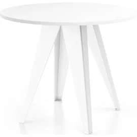 WFL GROUP Esstisch Weiß im Industriestil - Modern, Rund - Ausziehbar von 100 cm bis 140 cm, Pulverbeschichtete Metallbeine - Weiß