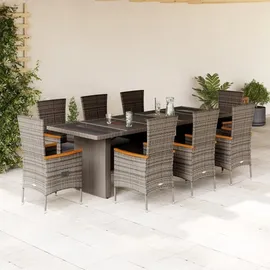 vidaXL Garten-Essgruppe 9-tlg. Grau