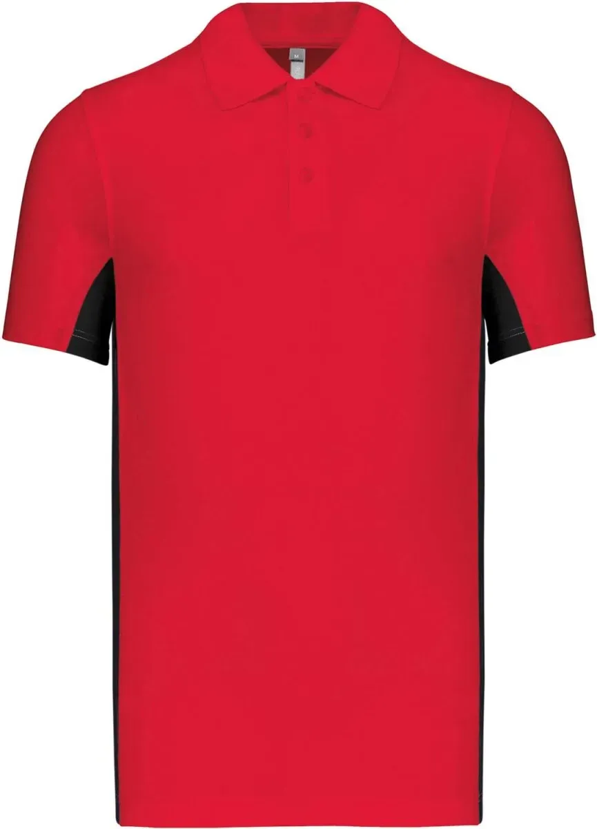 Kariban Unisex 2-farbiges Piqué Polo 'Flag' K232 red/black XXL