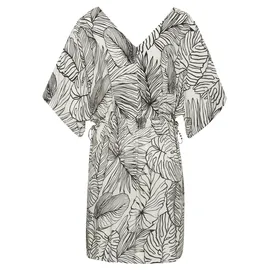 s.Oliver Longtunika "aus gekreppter Viskose mit verstellbarer Taille", Damen, Gr. 38, schwarz (creme, schwarz), Crêpe, Obermaterial: 100% Viskose, bedruckt, figurumspielend ca.