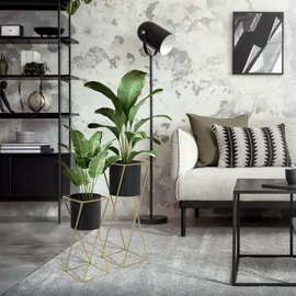 ML-Design Blumenständer 2er Set 21 x 21 cm Schwarz-Gold