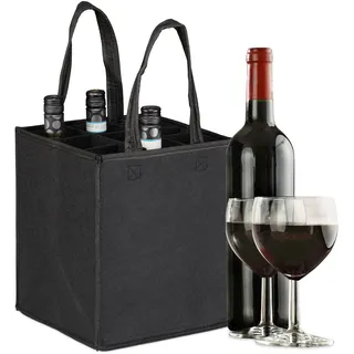 Relaxdays Flaschentasche schwarz