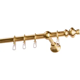 GARESA Gardinenstange GARESA "ANDREA", gold (mattmessingfarben), L:150cm Ø:20mm, Metall, Gardinenstangen, Vorhanggarnitur, verlängerbar, Endknopf Profil groß, mit Ringen