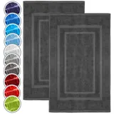 NatureMark 2er Pack Badvorleger | Premium Qualität | 100% Baumwolle | 50 x 80 cm | Duschvorleger Duschmatte Doppelpack | Farbe: Anthrazit grau