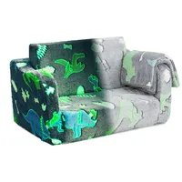 COSTWAY Kindersessel, 2 in 1 Klappsofa im Dunkeln Leuchtend, mit Decke, gepolstert grau