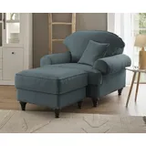 furn.design Sessel Adelina Holz 175 x 95 x 110 cm Grau mit Hocker