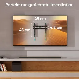 ONKRON Wandhalterung Fernseher für 32-65 max 50 kg Ultra Slim TV Wandhalterung Flach 75x75-400x400 VESA Universal Fernsehhalterung Wand/Fernseher Aufhängung Schwarz FM2-B