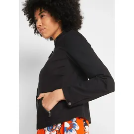 bonprix Jacke aus Baumwoll-Twill mit seitlichen Stretcheinsätzen, schwarz, Gr.38, Vielseitig kombinierbare Bikerjacke mit seitlichen Stretcheinsätzen für mehr Bewegungsfreiheit, 98% Baumwolle,