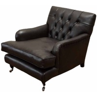 JVmoebel Chesterfield-Sessel Chesterfield-Sessel aus schwarzem Leder, handgefertigt schwarz