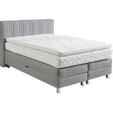 Westfalia Schlafkomfort Boxspringbett, grau , 62586027-0 Microvelours Ohne Topper-Mit Bettkasten