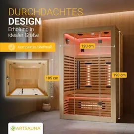 Artsauna Trondheim120 Natur mit Vollspektrumstrahler und LED-Beleuchtung