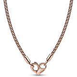PANDORA Moments Studded Chain Halskette aus Sterling Silber mit 14 Karat rosévergoldete Metalllegierung, Länge 45cm, 382451C00-45