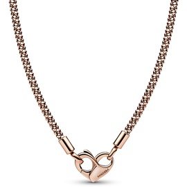 PANDORA Moments Studded Chain Halskette aus Sterling Silber mit 14 Karat rosévergoldete Metalllegierung, Länge 45cm, 382451C00-45