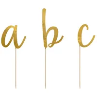 Partydeco Tortenstecker - Buchstaben Alphabet - Gold, 53 Stück