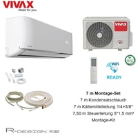 VIVAX R Design 9000 BTU + 7 m Montageset 2,6 KW Split Klimaanlage A +++