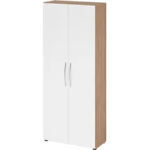 bümö Basic Aktenschrank 80 x 188 x 35 cm Nussbaum/Weiß