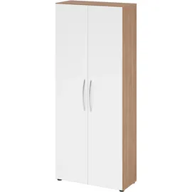 bümö Basic Aktenschrank 80 x 188 x 35 cm Nussbaum/Weiß
