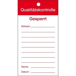 Qualitätsanhänger Qualitätskontrolle-Gesperrt, Karton, 80x150mm, 50/VE