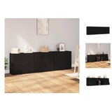 vidaXL Sideboards 3 Stk. Schwarz Holzwerkstoff