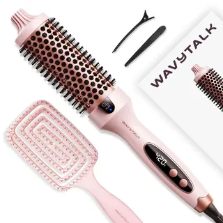 wavytalk Blowout Boost für perfekte Locken - Ionische Lockenbürste, - Thermal Brush - für natürliche Locken, Heiße Rundbürste für glatteres Haar - Rosa
