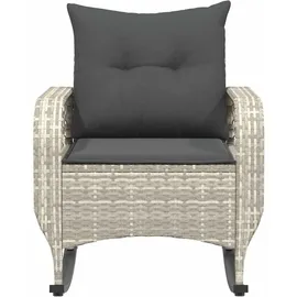 vidaXL Garten-Schaukelstuhl mit Kissen Hellgrau Poly Rattan