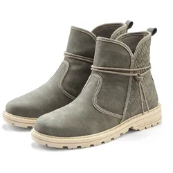 Stiefelette »Boots, Stiefel«, mit raffinierten Bindebändern VEGAN, Gr. 44, grau, , 18772632-44