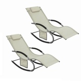 SoBuy Sonnenliege 2-er Set mit Tasche Garten Metall Kunstfasergewebe Beige OGS28-MIx2