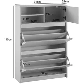 Möbel Boss Schuhschrank 71 x 110 x 24 cm geschlossen / weiß