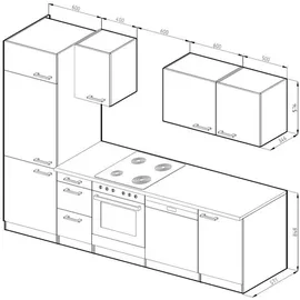 Vicco Küchenzeile 270 cm eiche sonoma