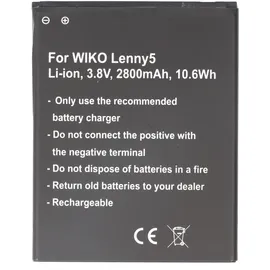 AccuCell Akku passend für WIKO Lenny 5, Li-ion, 3,8V, 2800mAh, 10,6Wh
