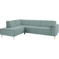 Ecksofa ANDAS "Janek L-Form", grün (mint), B:263cm H:81cm T:191cm, Struktur fein ( 100% Polyester), Struktur weich (92% Polyester, 8% Nylon), Struktur fein ( 100% Polyester), Sofas, mit Federkern und Keder in scandinavischem Design