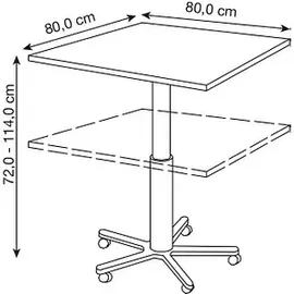Hammerbacher VST88 Stehtisch höhenverstellbar nussbaum 80,0 x 80,0 x 72,0 - 114,0 cm