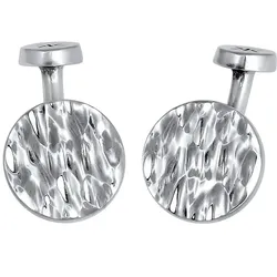 KUZZOI Plättchen Rund Gehämmert Struktur 925 Silber Herrenschmuck   Herren 
