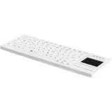 Gett Cleantype Xtra Touch Protect Silikontastatur mit Touchpad IP68 desinfizierbar USB Farbe weiss L (DE, Kabelgebunden), Tastatur, Weiss