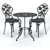 vidaXL 3-tlg. Bistro-Set Aluminiumguss Schwarz