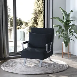 Homcom Schlafsessel 2-in-1 Polyester 61 x 80 x 125 cm Schwarz mit Kissen